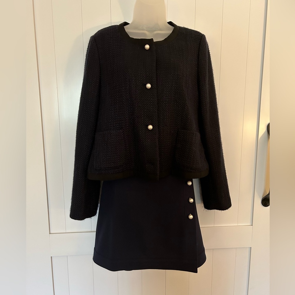 Elegant Navy Women's Jacket and Skirt by Ann Taylor